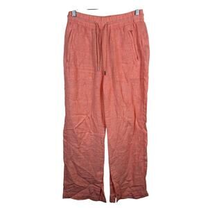 Athleta Cabo Linen Textured Wide Leg Pant Coral Pink/Orange  Size 0 EUC